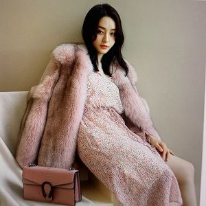 100% luxury Top  quality Real fox fur coat